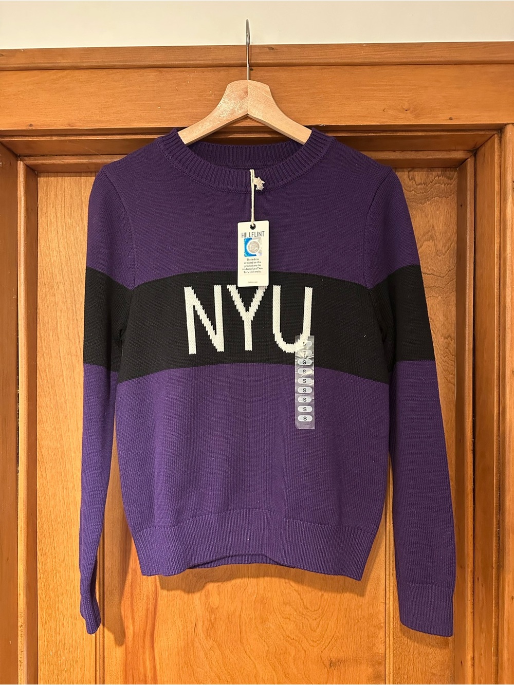 New York University NYU Purple & Black Logo Sweater